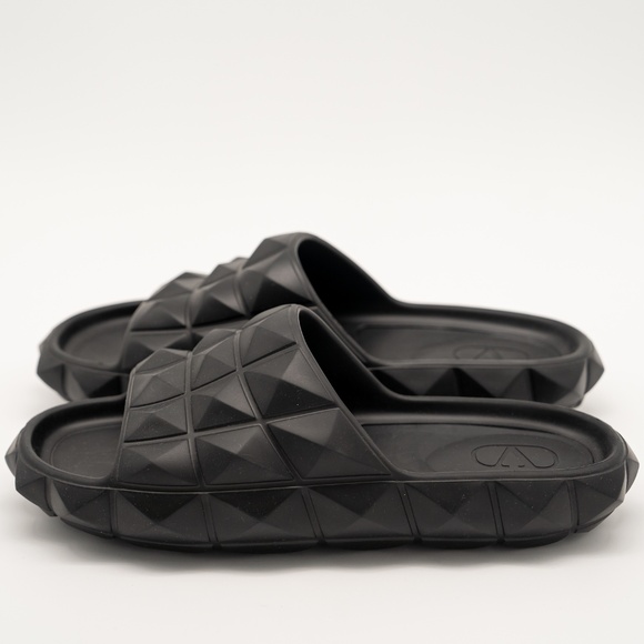 size 42 eu 9 us Valentino Garavani Roman Stud Turtle Black Rubber Slide Sandals main image 8